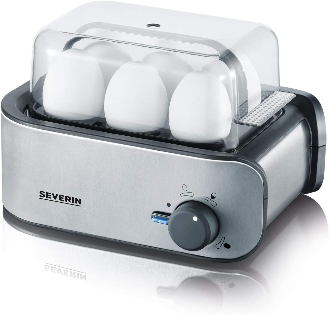 Severin Egg Boiler with 400 W of Power EK 3134, Brushed Stainless Steel-Black