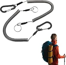 Spiral Spring Keyring, 2 Pieces Spiral Key Rings, Extendable Key Ring with Carabiner, Extendable Key Ring, Spiral Key Ring for Fishing, Kayaking, Camping and Hunting, Spiral Spring Lanyard