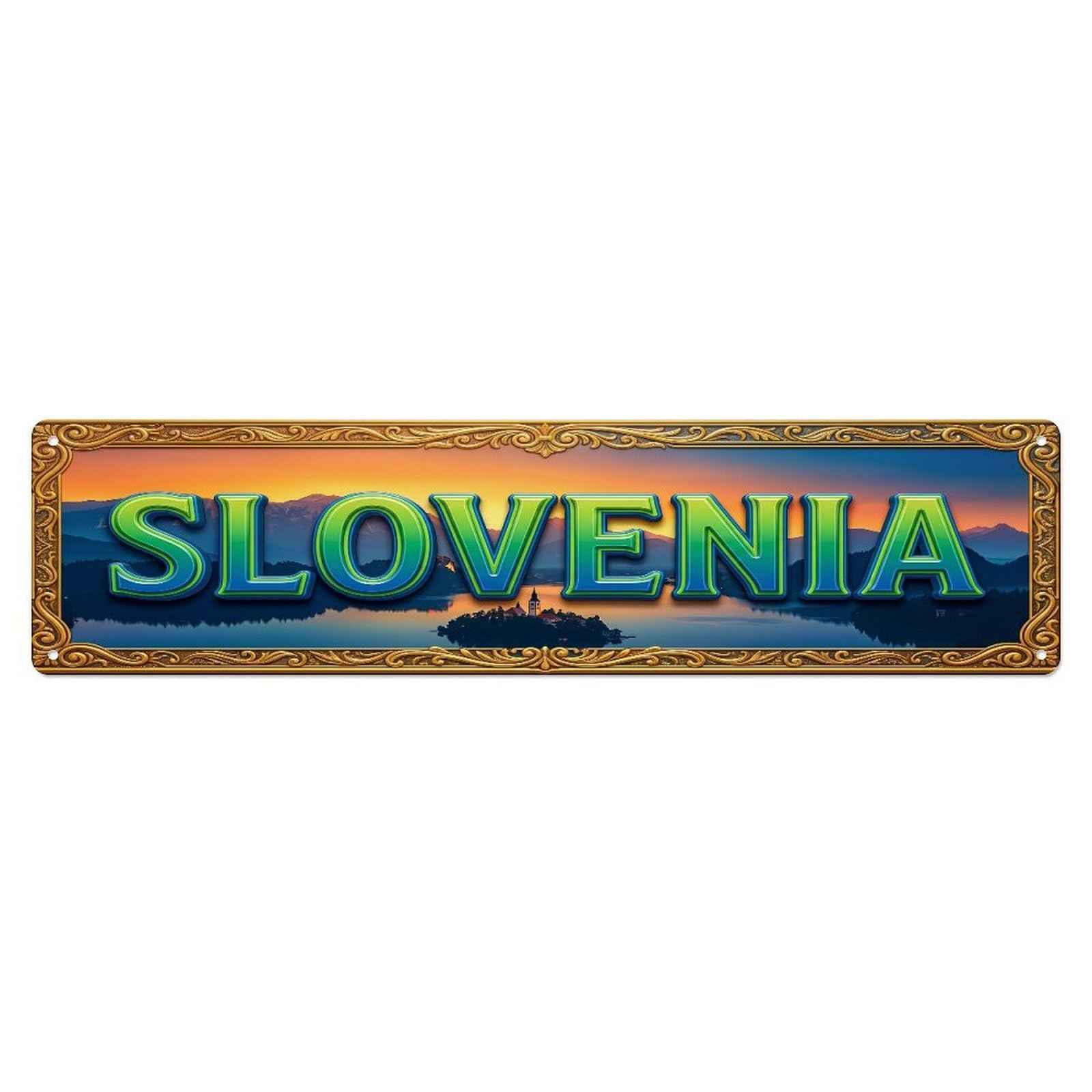 Xanthor Style Metal Tin Sign Vintage Slovenia Travel Flag Pattern