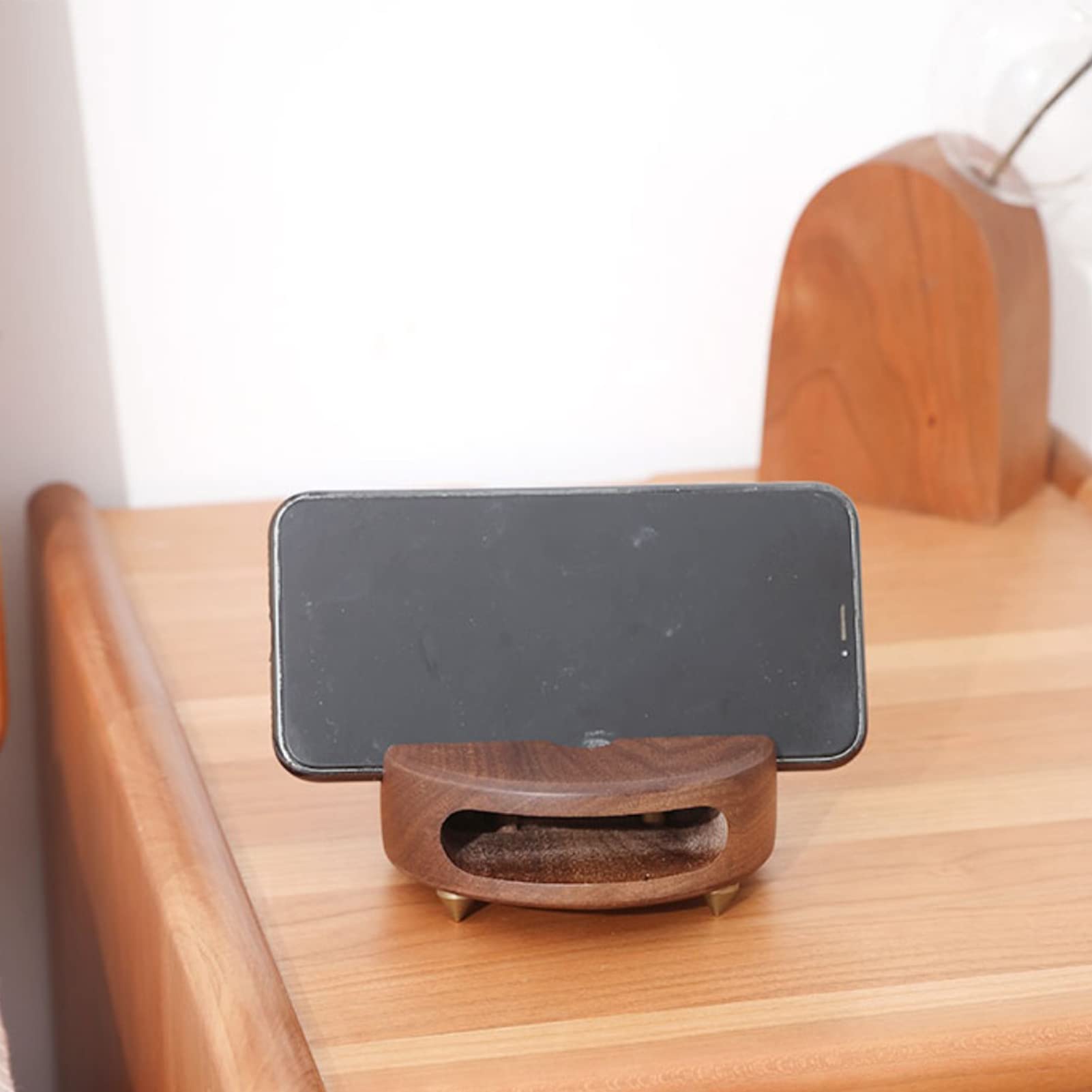 Amplificatore Audio In Legno Per Telefono – Supporto Passivo Con Risonanza Naturale Per Chiamate E Musica, Design Minimalista