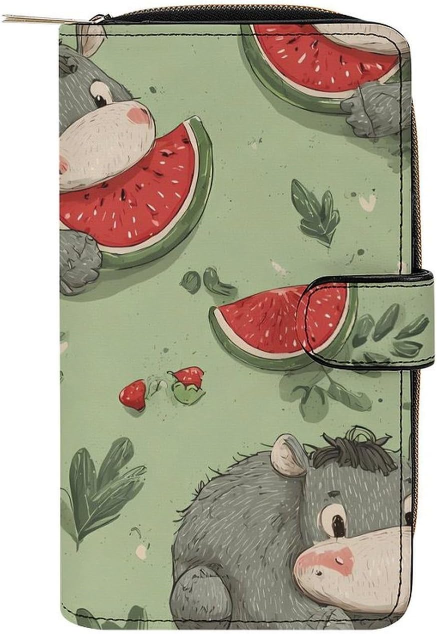 Donkey Watermelon Womens Wallet for Men Slim Purse Clutch Handbag with Card Holder
