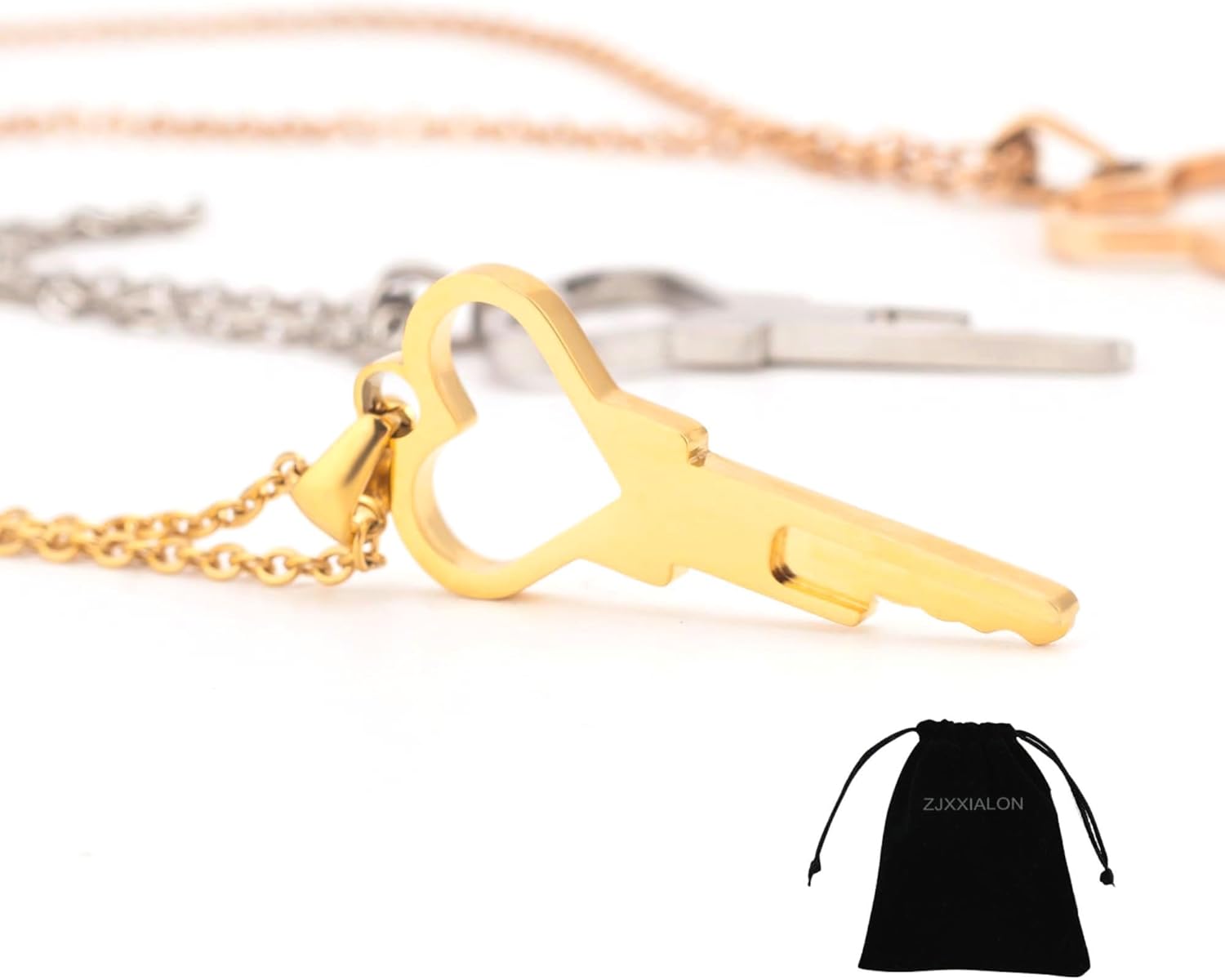 Chastity Cage Lock Code Pin Hearted Shaped Necklace Key for Chastity device