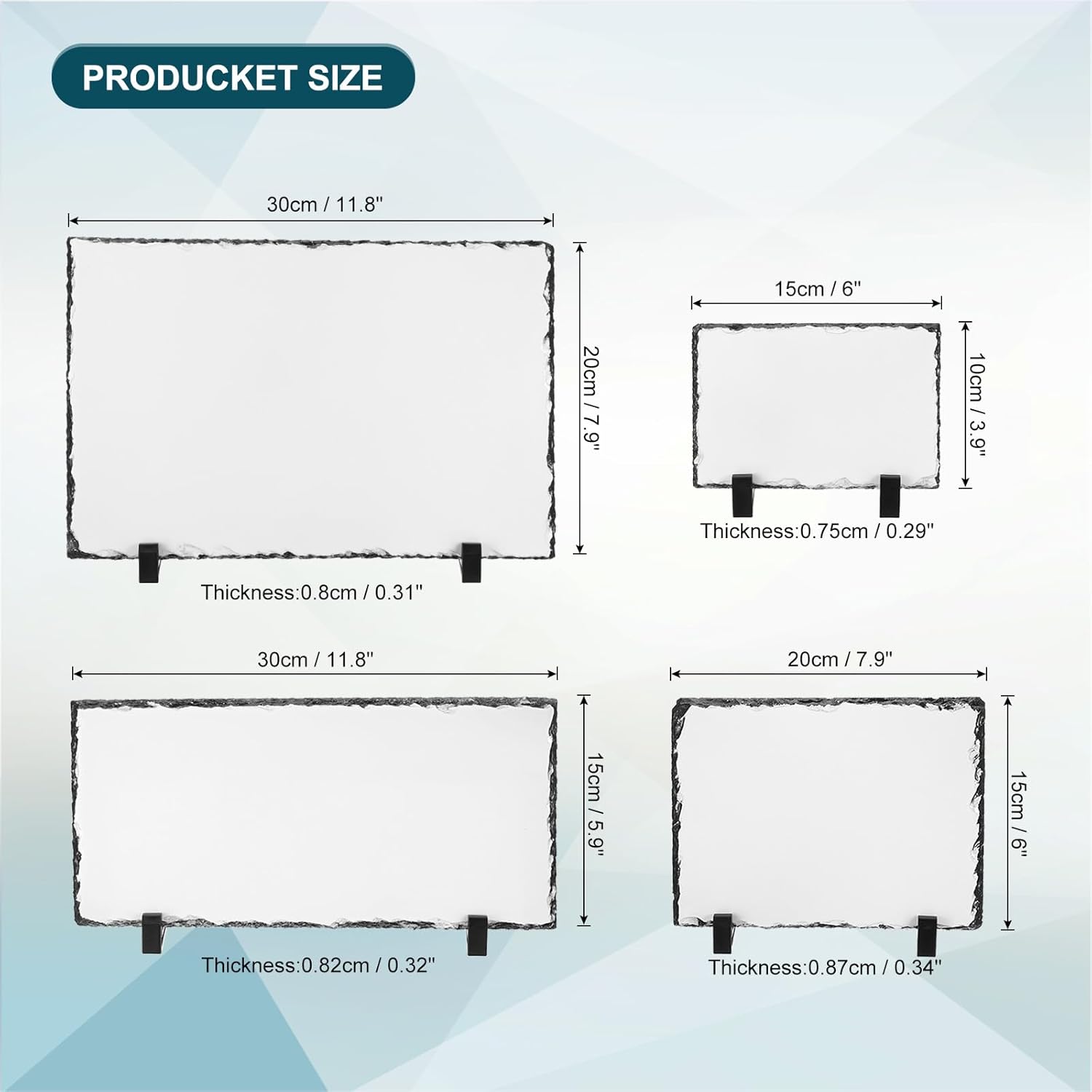 PATIKIL Sublimation Slate Blanks, 4 Pcs Rectangular Stone Photo Frame Heat Press Plaque for Making Memorial for A Friend, Dog, Personalized Gift, White