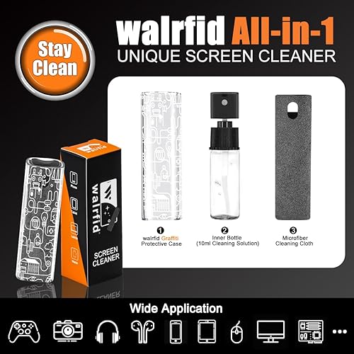 Miniatura 86 de walrfid Spray limpiador de pantalla de automóvil, kit de cepillo de limpieza electrónico para pantalla táctil para TV, laptop, iPad, iPhone, Crema