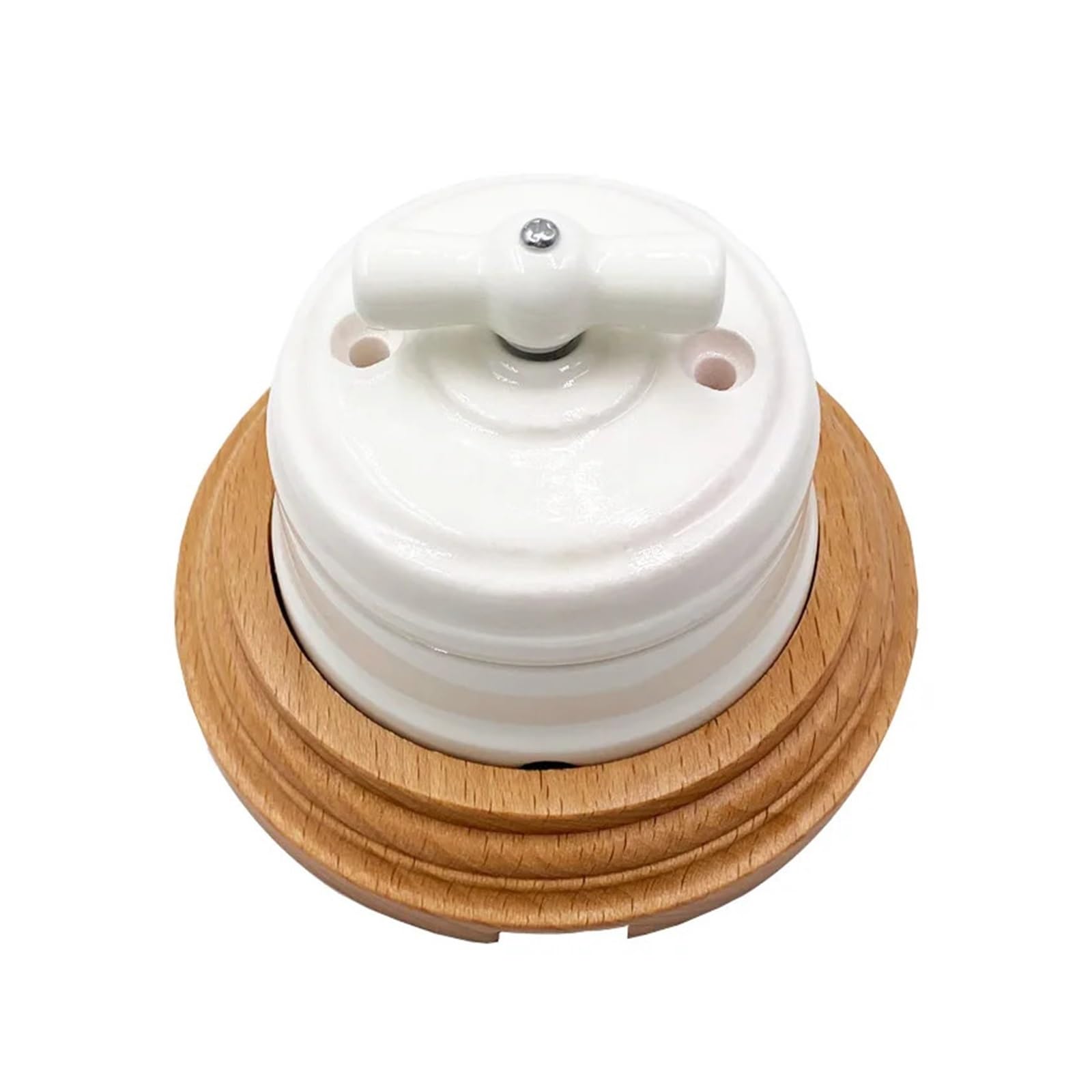 European Style Retro Ceramic Switch Socket 16A Wall Electrical For Home Improvement IINKUEYK(2-hole Wood Base)