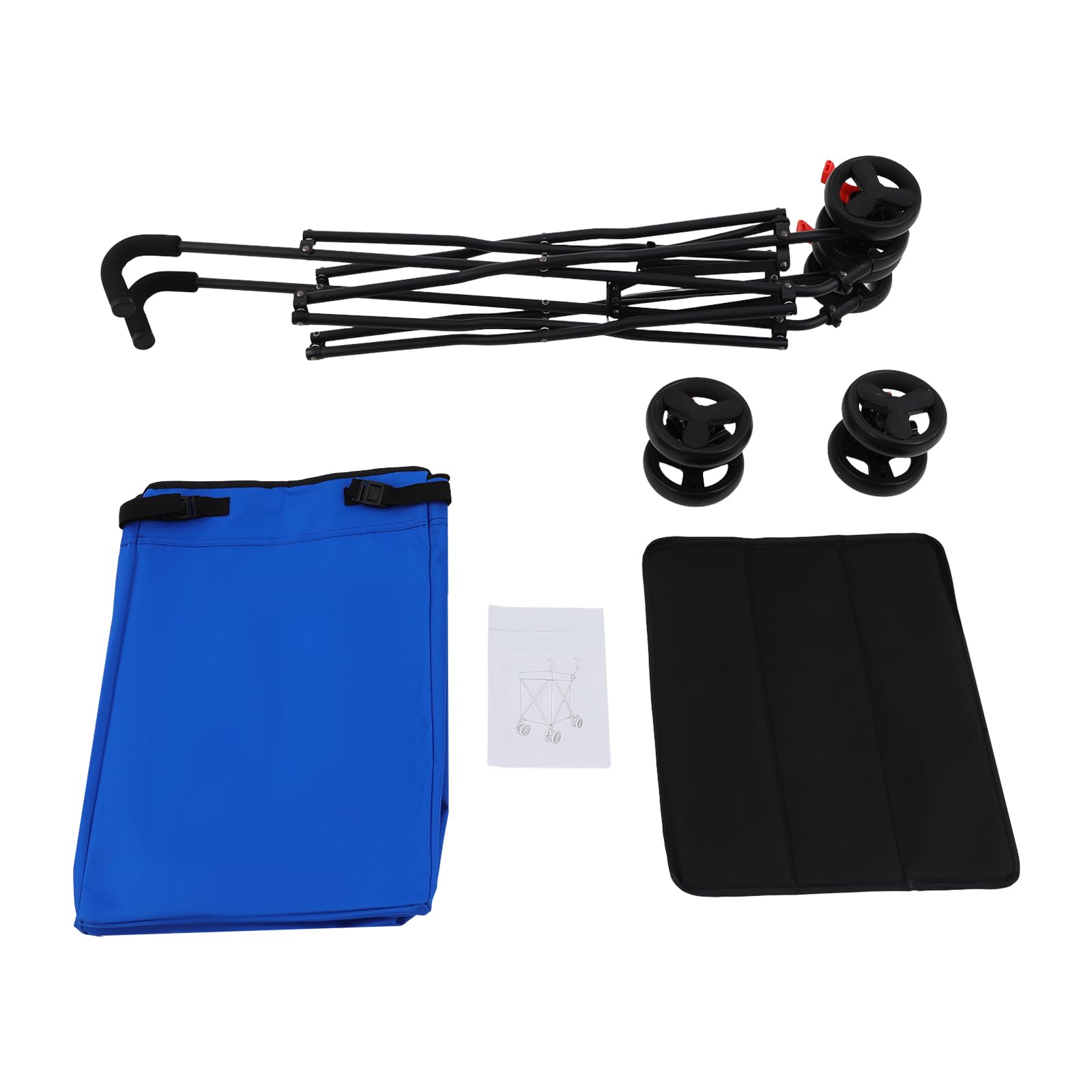 Carrello pieghevole con borsa da 38 l, portata fino a 70 kg, con ruote anteriori orientabili e freni, per shopping, campeggio, animali domestici (blu)
