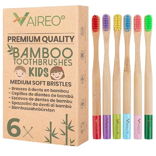 VAIREO Cepillo de dientes de bambú cerdas suaves cepillos de dientes de madera cepillos de dientes de madera orgánica 100 natural ecológico y