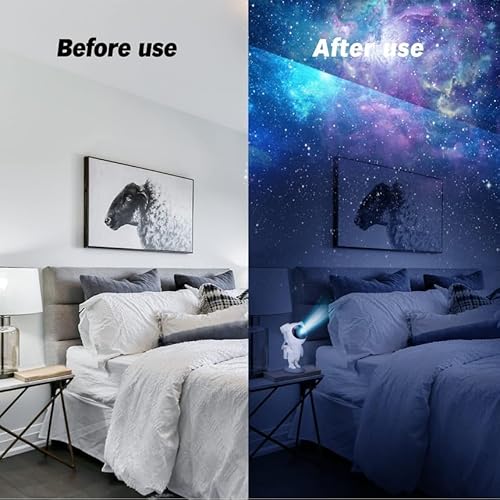 Projetor De Luzes Estrelas Galáxia Astronauta Com Controle Design Ajustável 360° Luz Noturna Nebulos