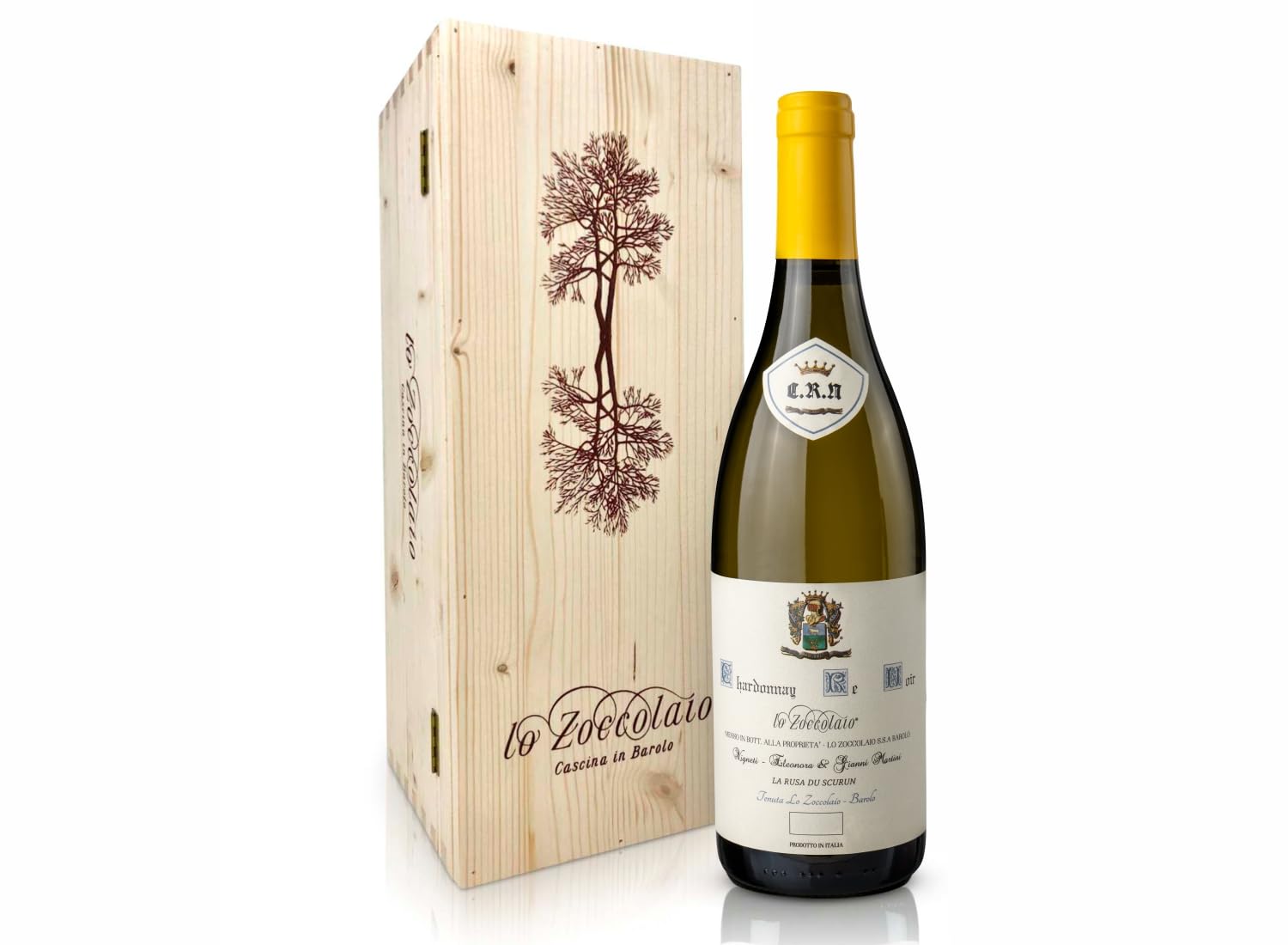 Lo Zoccolaio - Langhe DOC Chardonnay 'Re Noir' White Wine in a Wooden Case - Gift Box - 750 ml