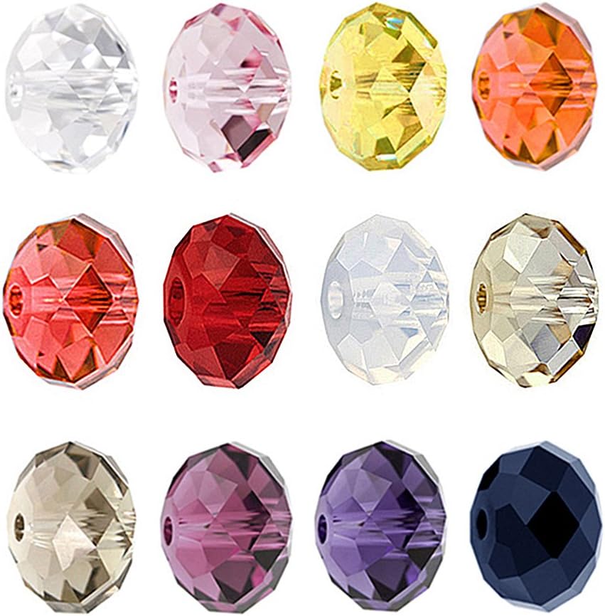 BEADNOVA 3mm Briolette Glass Rondelle Crystal Beads for Jewelry Making(1200pcs)