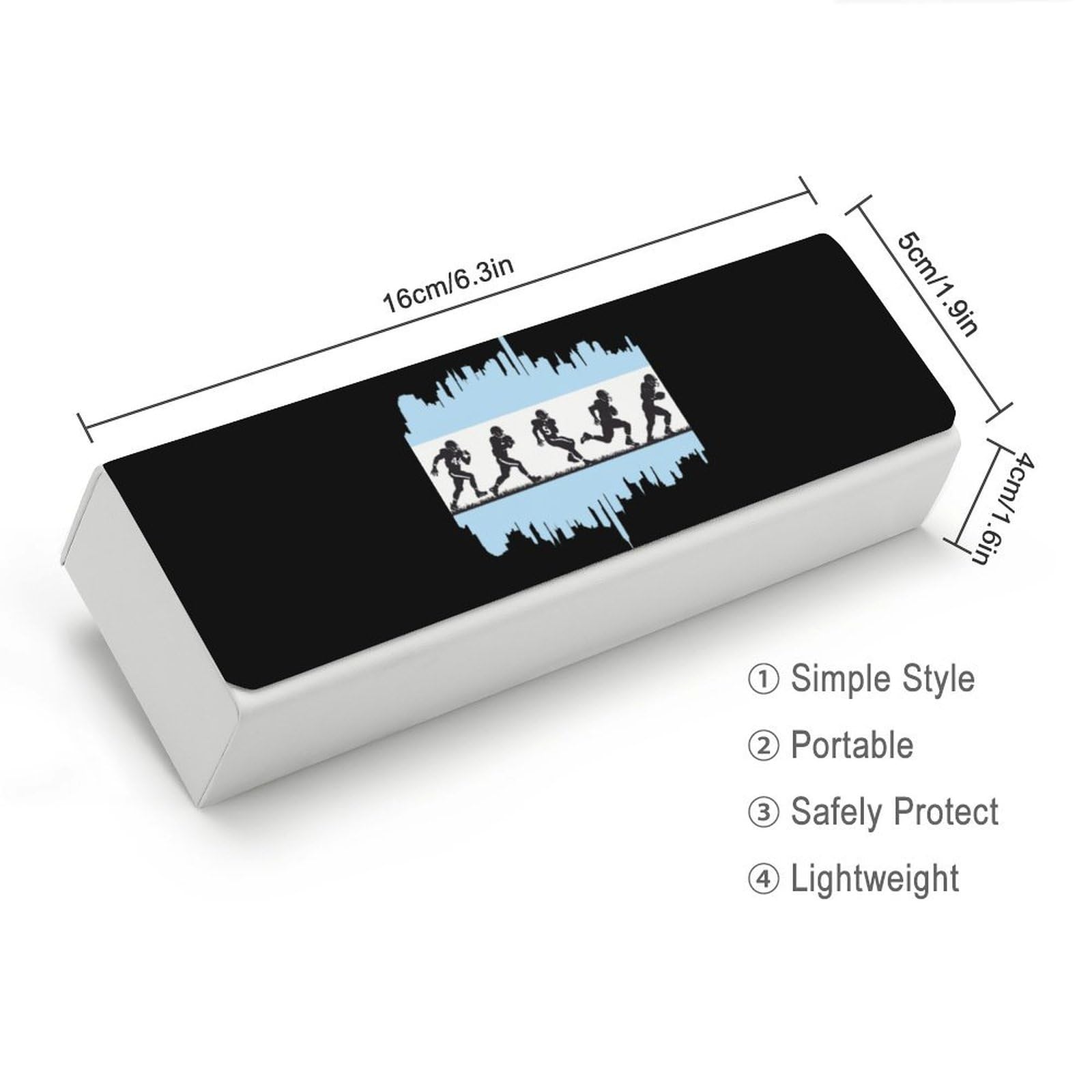 Football Players And Chicagocity Flag Leather Glasses Case Fashion Hard Shell Portable Sunglass Organizer Eyeglasses Case for Mens Women