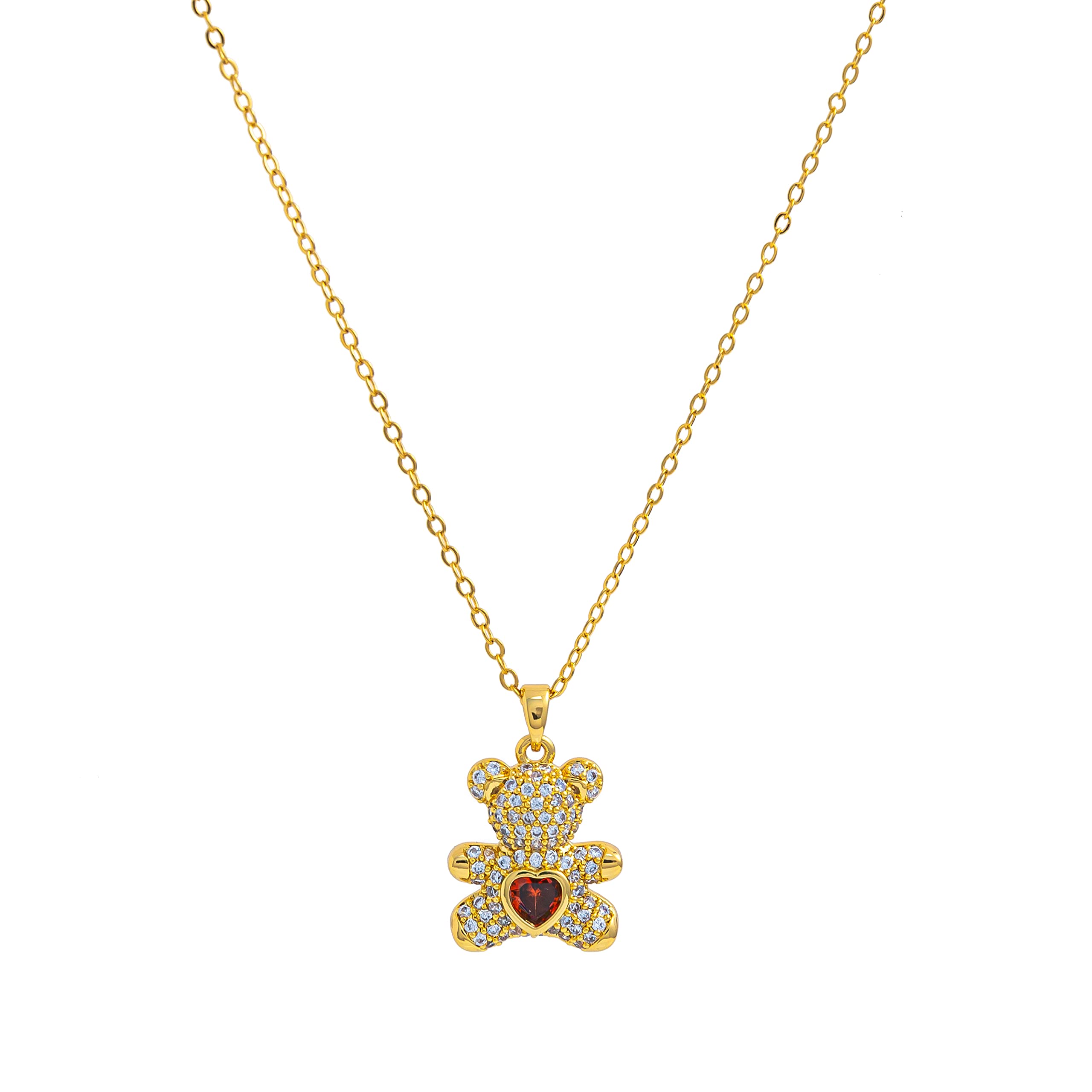 Alloy 18K Yellow Gold Plated Bear Shape Pendant Necklace for Women