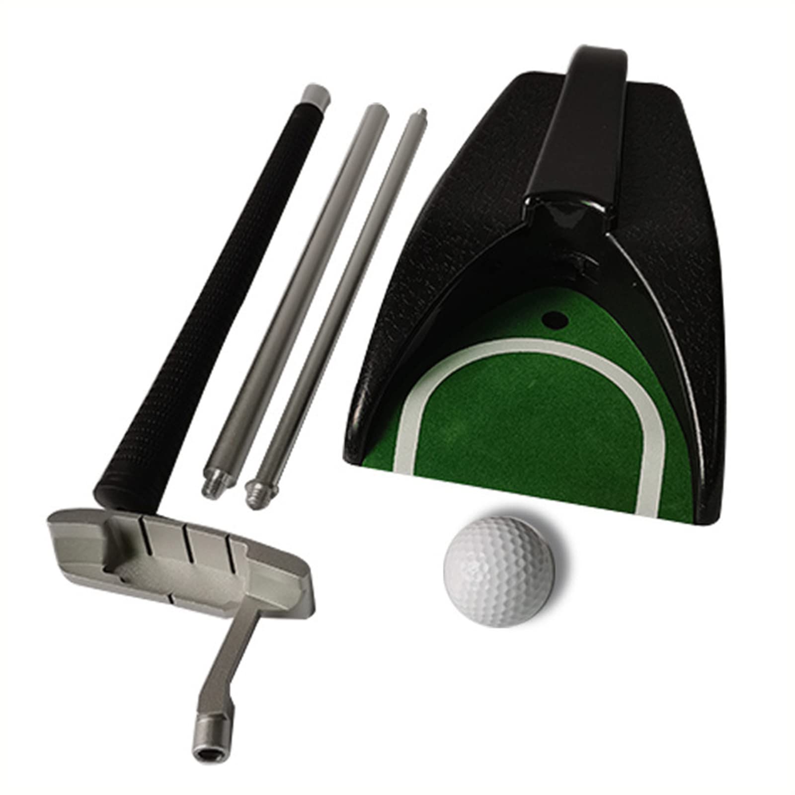 Tragbares Golf-Putter-Geschenkset, Golf-Putter-Putting-Trainer, rechte Schubstange aus Aluminiumlegierung, Golfstange mit Ballrückführsystem, Tragetasche
