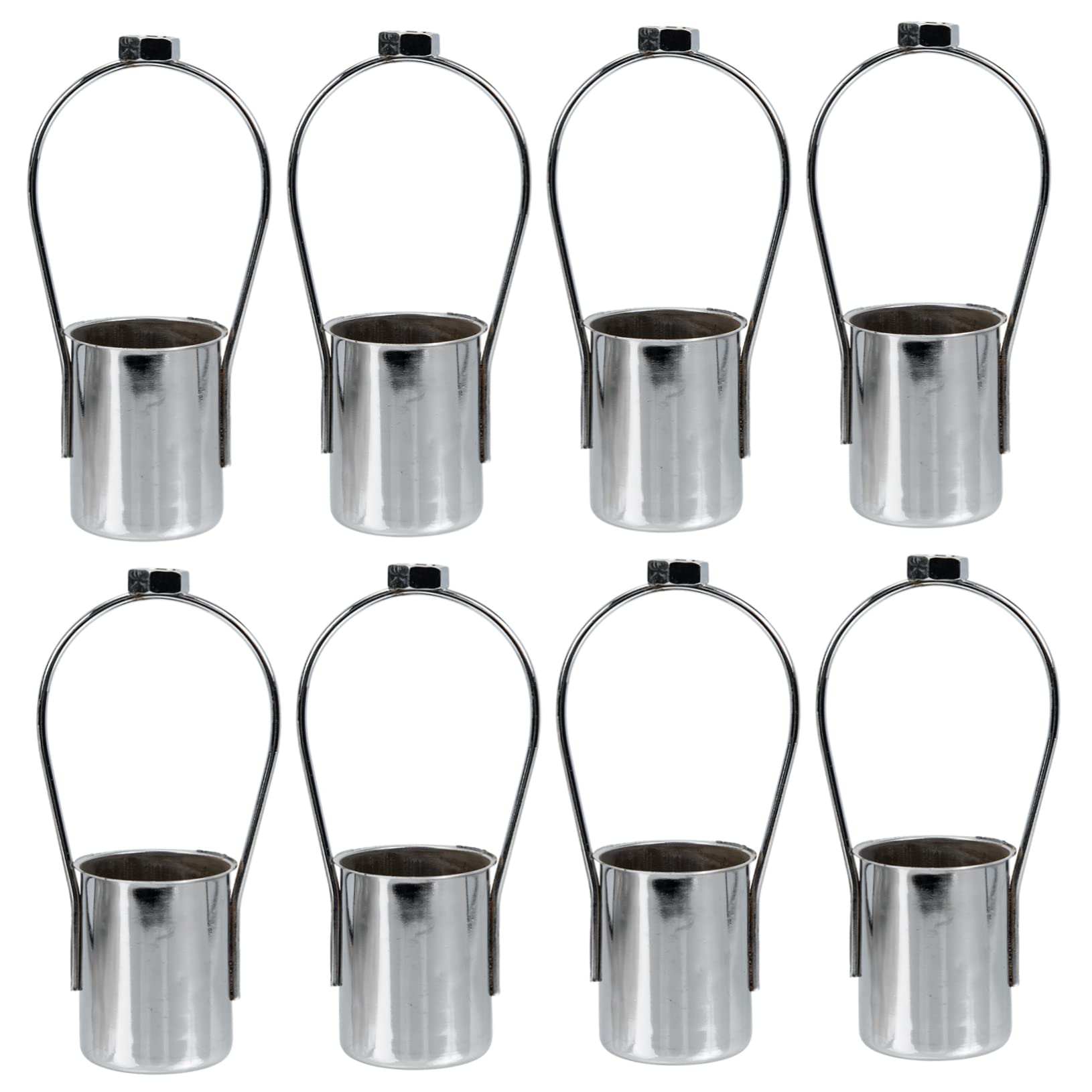 KALLORY 8pcs Lamp Base Cup Fitter for Pendant Light DIY Iron Socket Holder for Chandeliers and Floor Lamps Durable Craft Accessory for Home and Office Decor