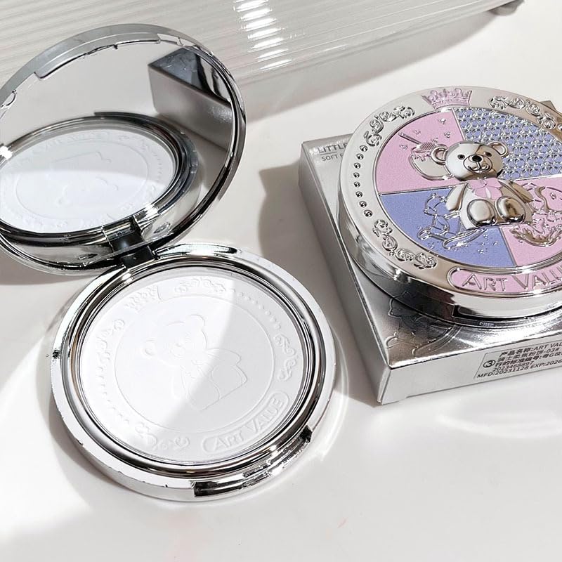 KARLORCompact Powder Palette, Mattifying Face Powder - Pore Refining, Long Lasting, High Definition, Shine Control for Oil Control (03# White)