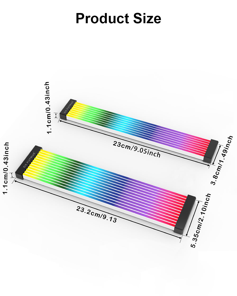 ARGB PSU Cable Cover Kit, Aurora RGB Power Extension Cable Cover Kit for Motherboard and GPU PC Cable, 5V 3-Pin ARGB Motherboard ATX/MATX/ITX, Suitable for 12+4-Pin/8-Pin/24-Pin Aurora-CO-BL