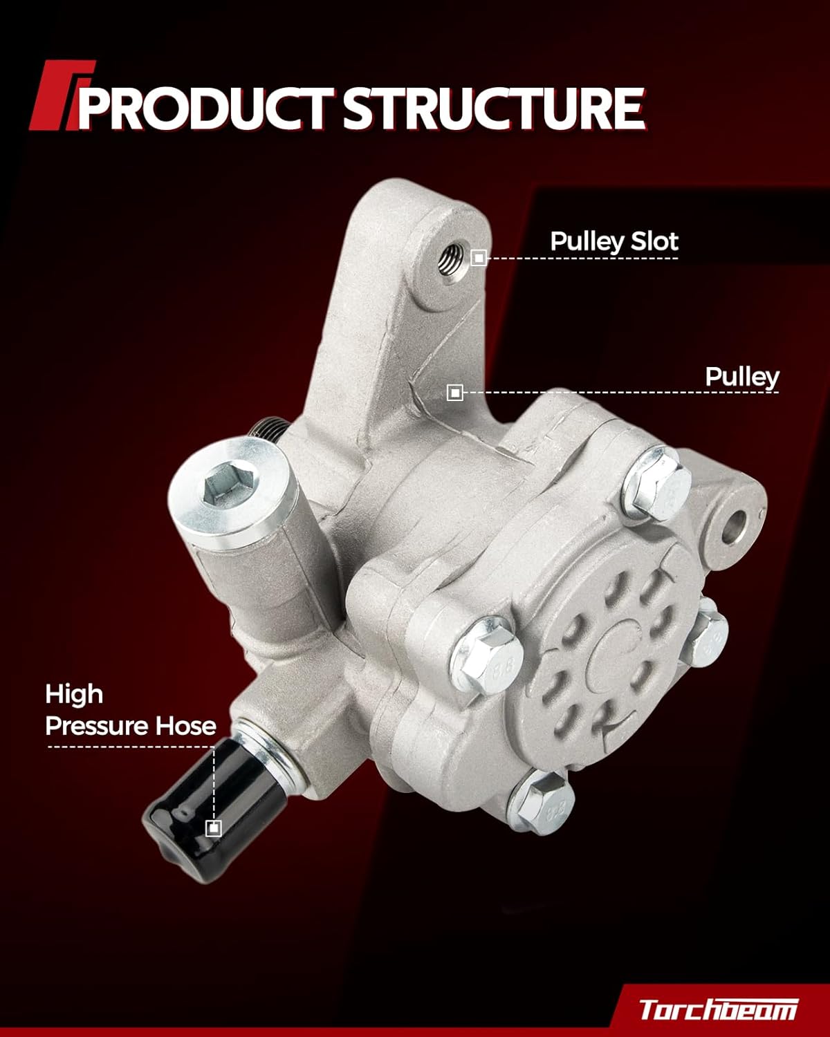 Torchbeam Power Steering Pump Compatible with Colorado 2004-2012 Canyon 2004-2012, Car Power Steering Replacement Parts for OEM 20-66989, Steering Pump Assist with Reservoir