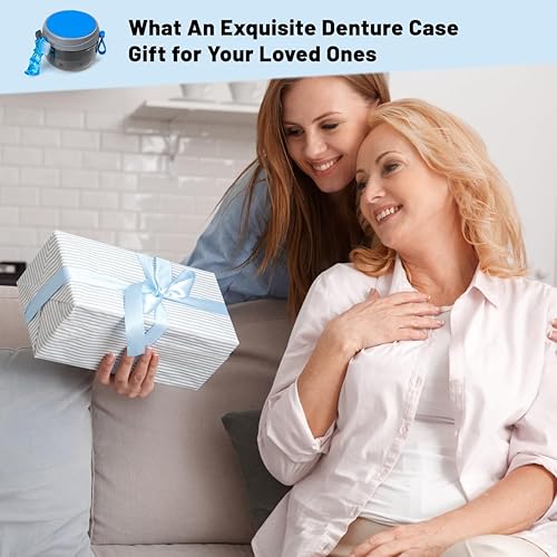 Miniatura 6 de Estuche para dentaduras postizas a prueba de fugas, taza de baño para viajes, vasos grises para remojar dentaduras completas y parciales,