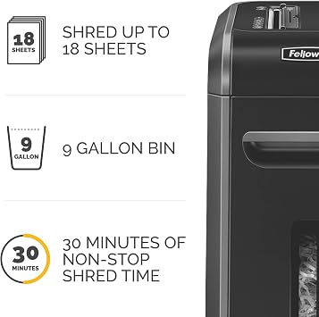 Fellowes 99Ci 100% Jam Proof Cross Cut 18-Sheet Home Office Paper Shredder with SafeSense, Black