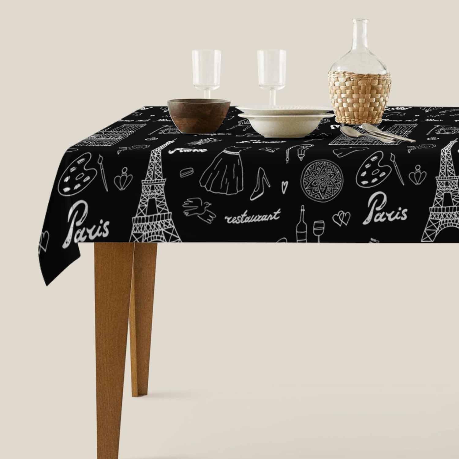 TKS MITLAN Eiffel Tower Tablecloth Decor France Paris Romance Art Modern Table Cloth Dining Room Kitchen Table Cover 60" X 84" Oblong/Rectangle