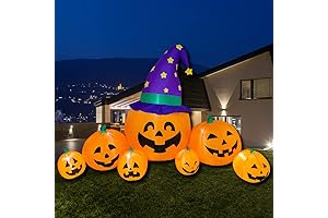 Poptrend Inflatable Halloween Decorations Witch Pumpkins with LED Lights