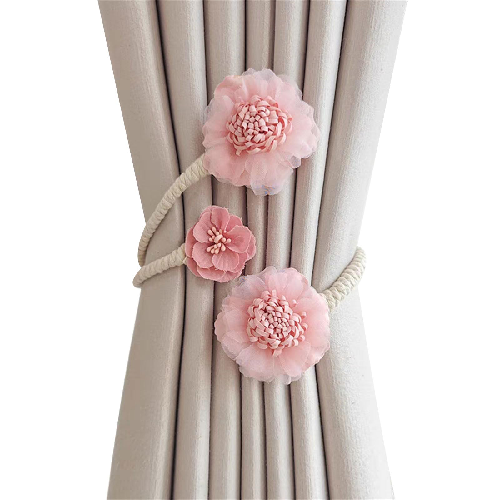Buxuaaaa Metal Rope Window Drapery Holdback Clip Elegant Artificial Flower Curtain Tieback for Bedroom Kids Room Nusery Decors Flower Curtain Tieback