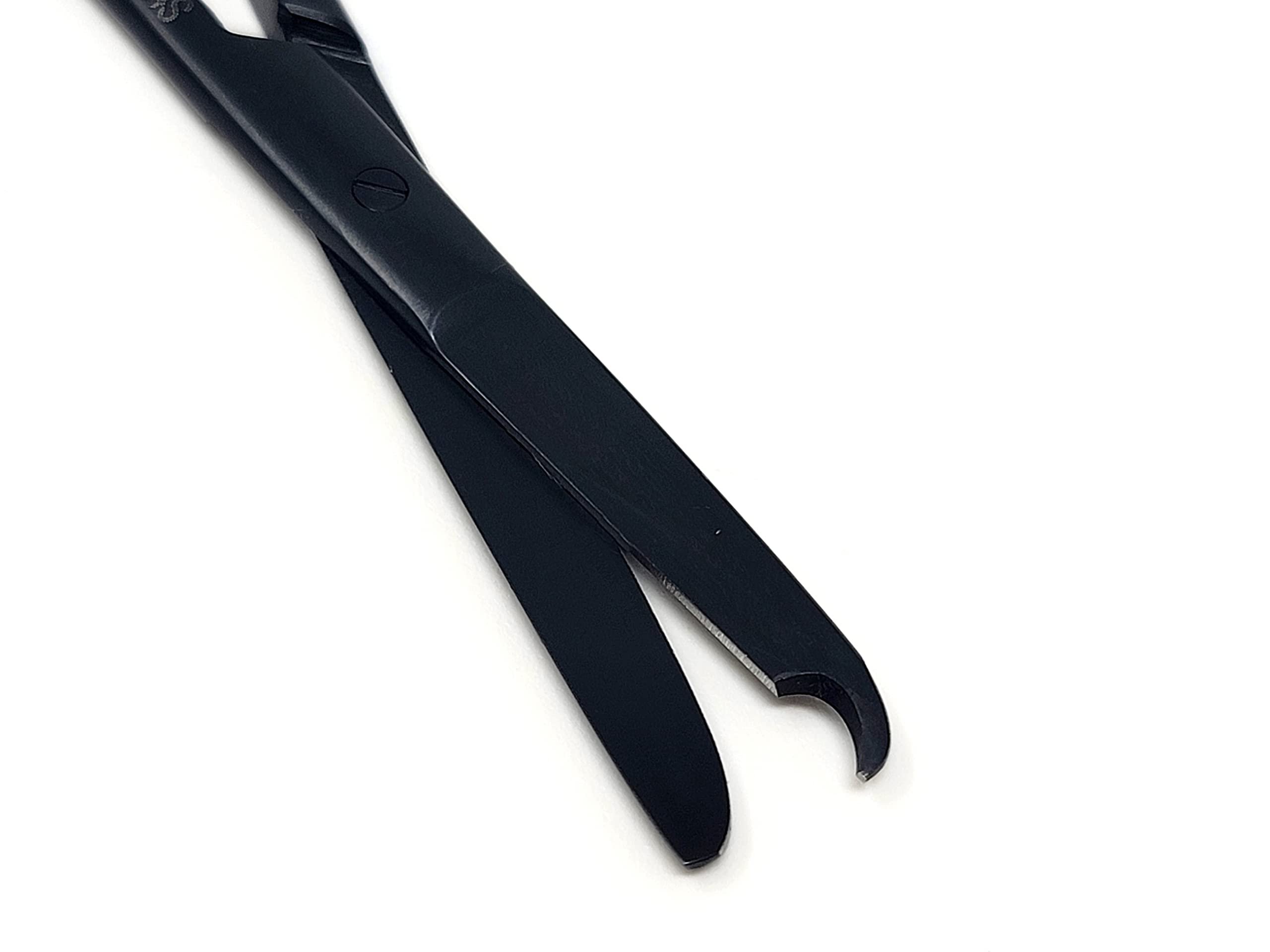 Forbici da sutura da 11,4 cm con gancio delicato a mezzaluna, perfette per la rimozione delle suture, primo soccorso, allenamento EMS e altro strumento di alta qualità, in acciaio inox (nero)