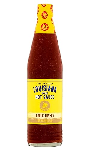 Louisiana Brand - Salsa picante para amantes del ajo, botella de vidrio de 6 onzas líquidas (paquete de 1)