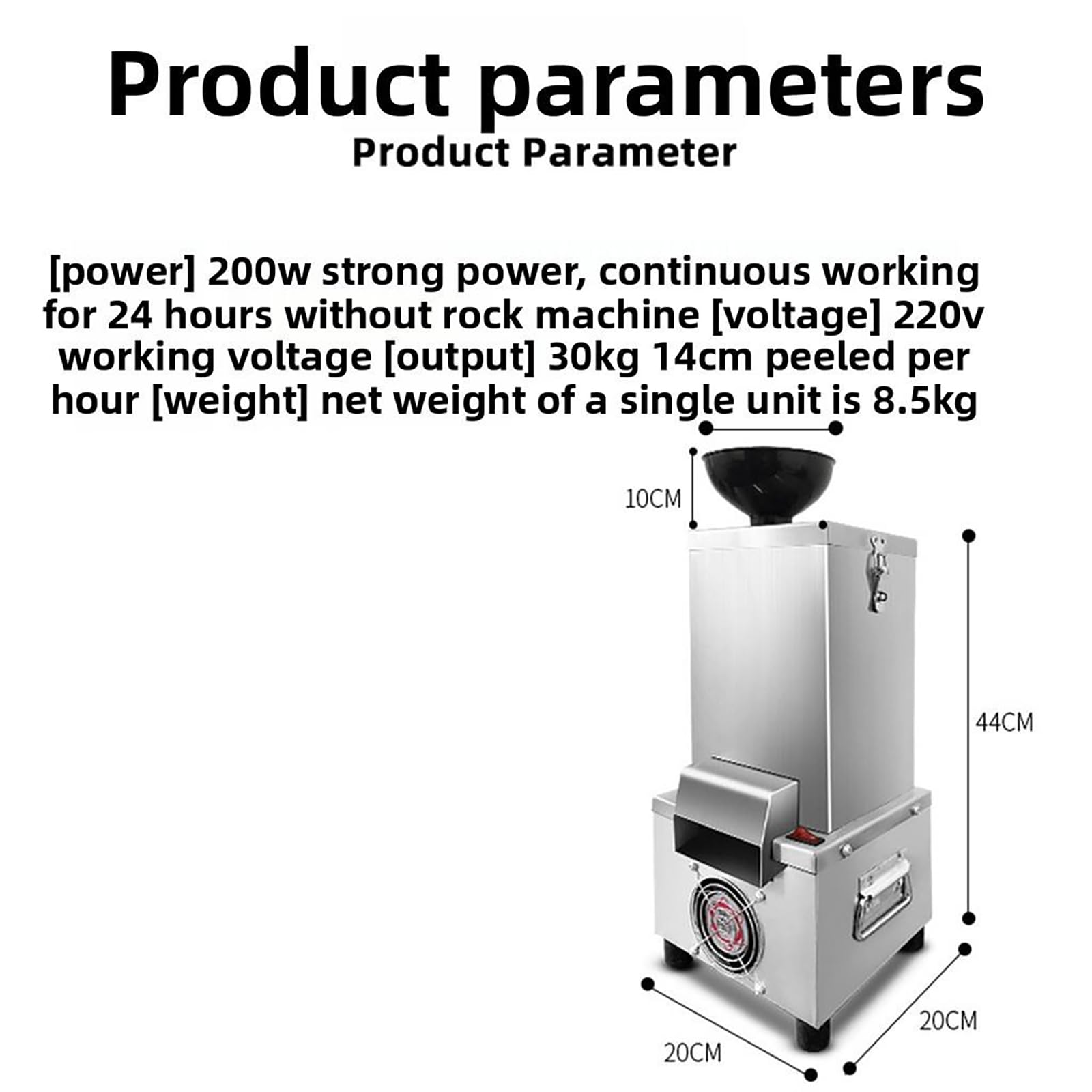 Pelapatate per Aglio, Pelapatate Professionale con Ampio Radiatore, Tecnologia di Pelatura Non Distruttiva, capacità Produttiva di 300 kg/h, Materiale in Acciaio Inossidabile, Smontabile per La