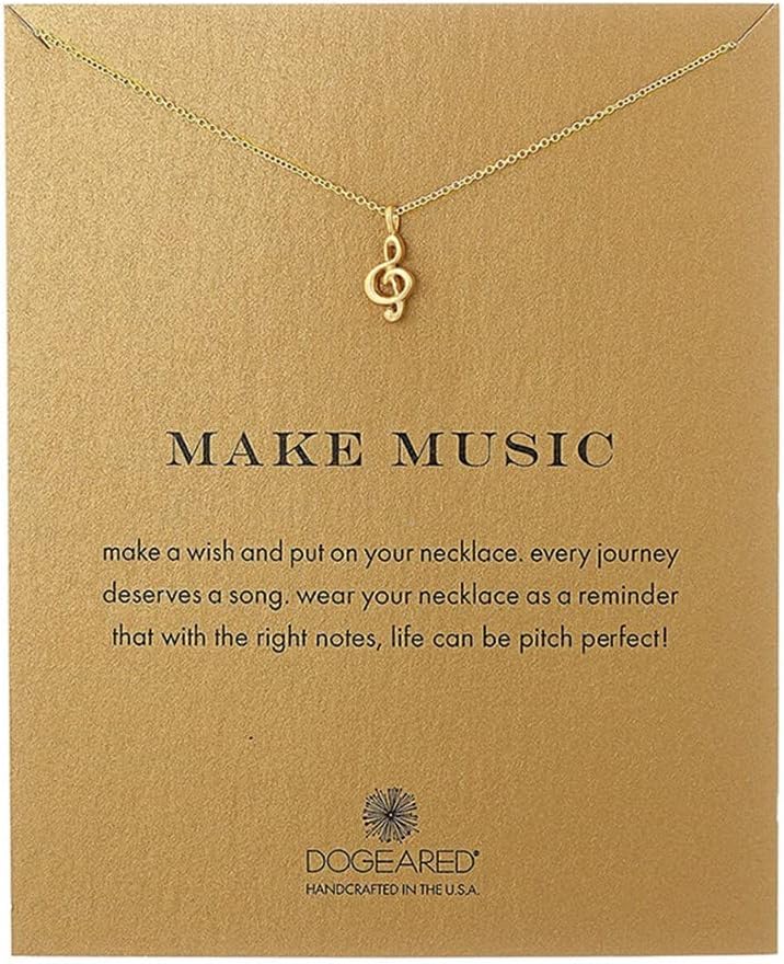 Delicate Music Note Pendant Necklace Simple Lovely Clavicle Necklace for Women Music Lover Musican Gifts with Meaning Card(Gold)