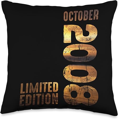 Month October Retro Sunset Vintage Since 2008 Throw Pillow, 16x16, Multicolor