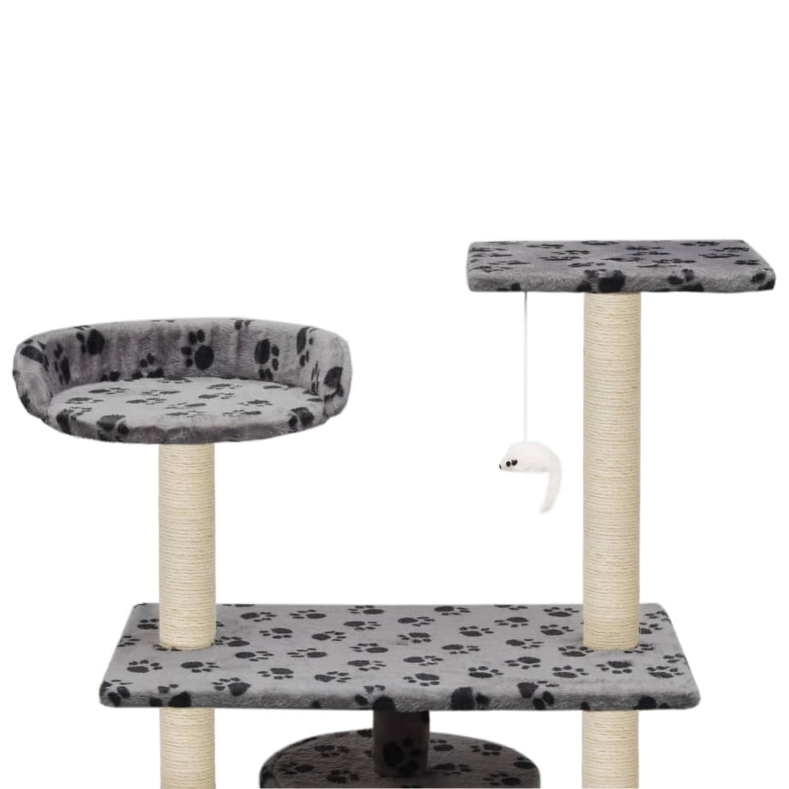 Homgoday Albero tiragraffi in sisal, 95 cm, con impronte di zampe grigie, tiragraffi a torre per gatti multilivello, centro attività per gatti da interno