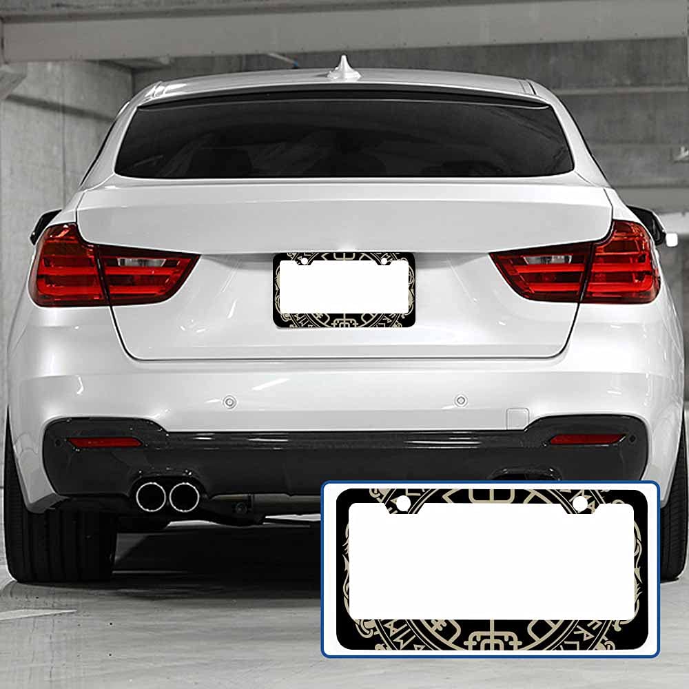 Nicokee Decorative License Plate Frame Black Celtic Viking Car Tag Frame Aluminum Auto License Plate Holder for Men Women: Multi-0014 12 x 6 Inch