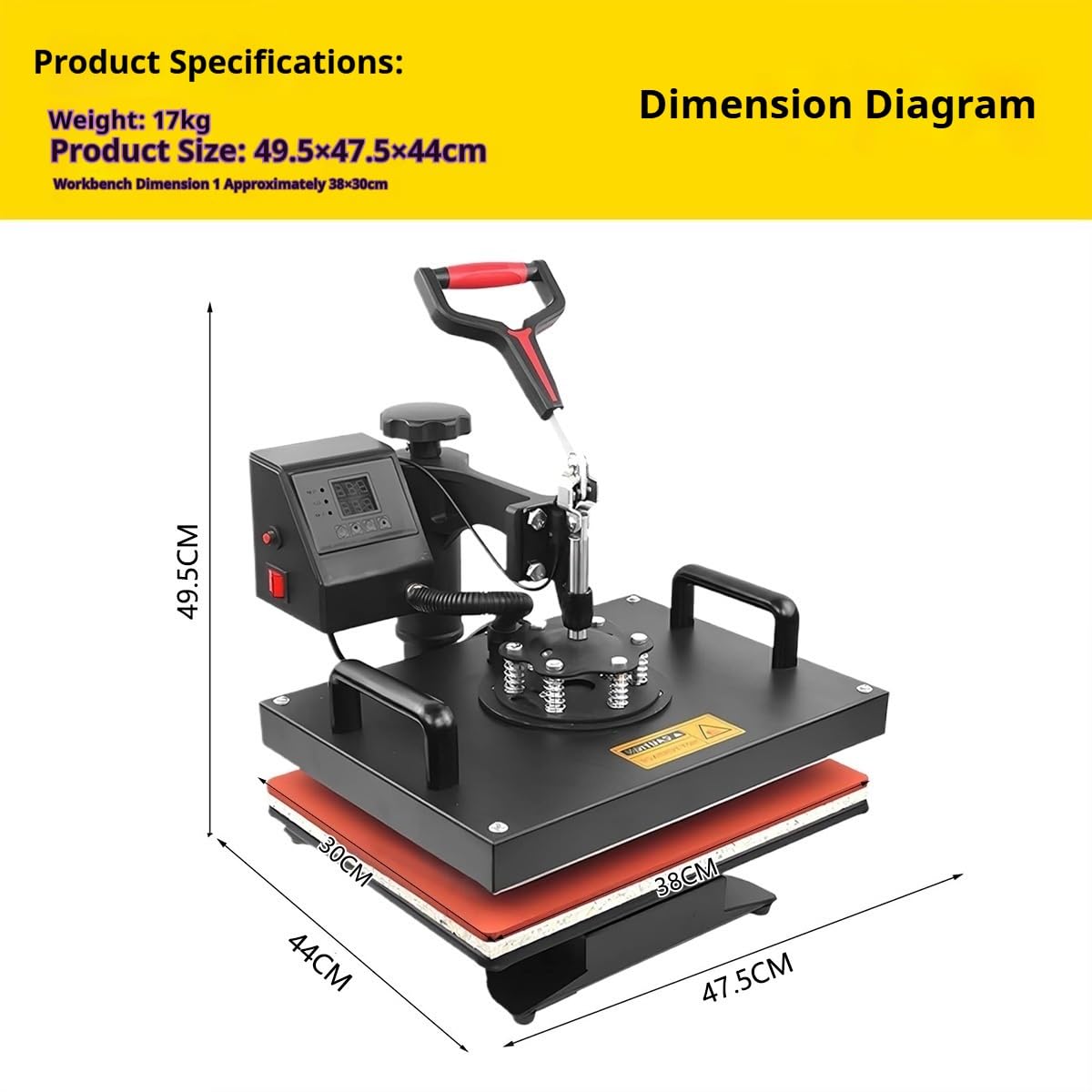 Transferpresse DIY-Wärmedruckmaschine Heat Press, große Oberfläche 30 x 38 cm Kann auf T-Shirts und Hüte übertragen Werden Geeignet für Familien- und Geschäftszwecke(Blue)