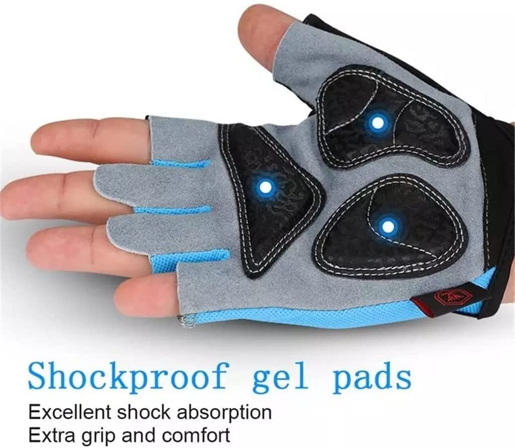 Shock Anti -Slip Giove a metà Fisi traspirabili Uomini Guanti a metà Dita (Color : Black, Size : L)
