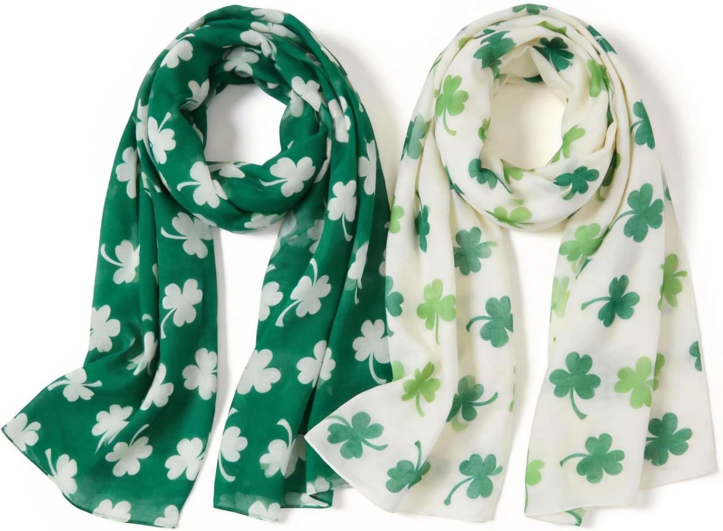 St Patrick Day scarf -Women's Irish Shamrock Scarfs Fashion Lightweight Thin Green Costume Scarves Headscarf