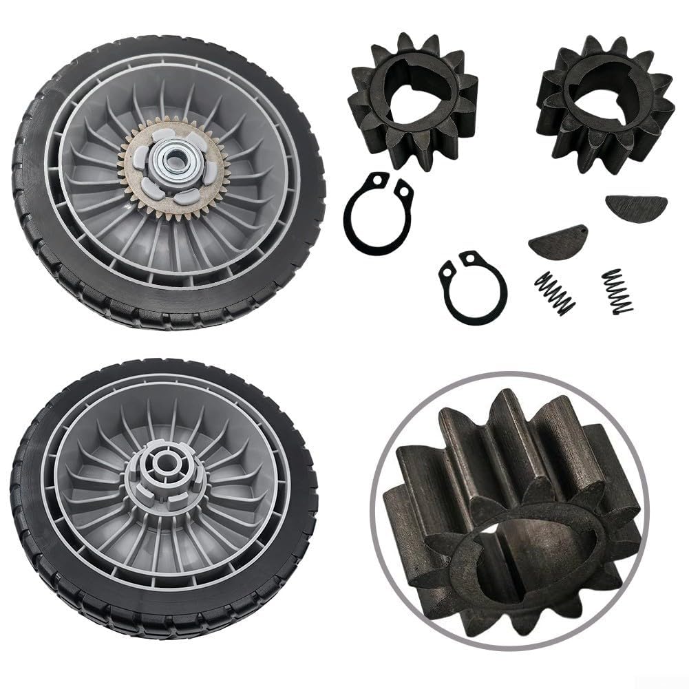 Ruedas para cortacésped de 8 pulgadas con kit de engranajes 12T para Honda HRR216 HRS216 HRT216, 2 neumáticos delanteros 2 traseros piezas de repuesto para 44710-VL0-L02ZB 42710-VE2-M02ZE (2 ruedas