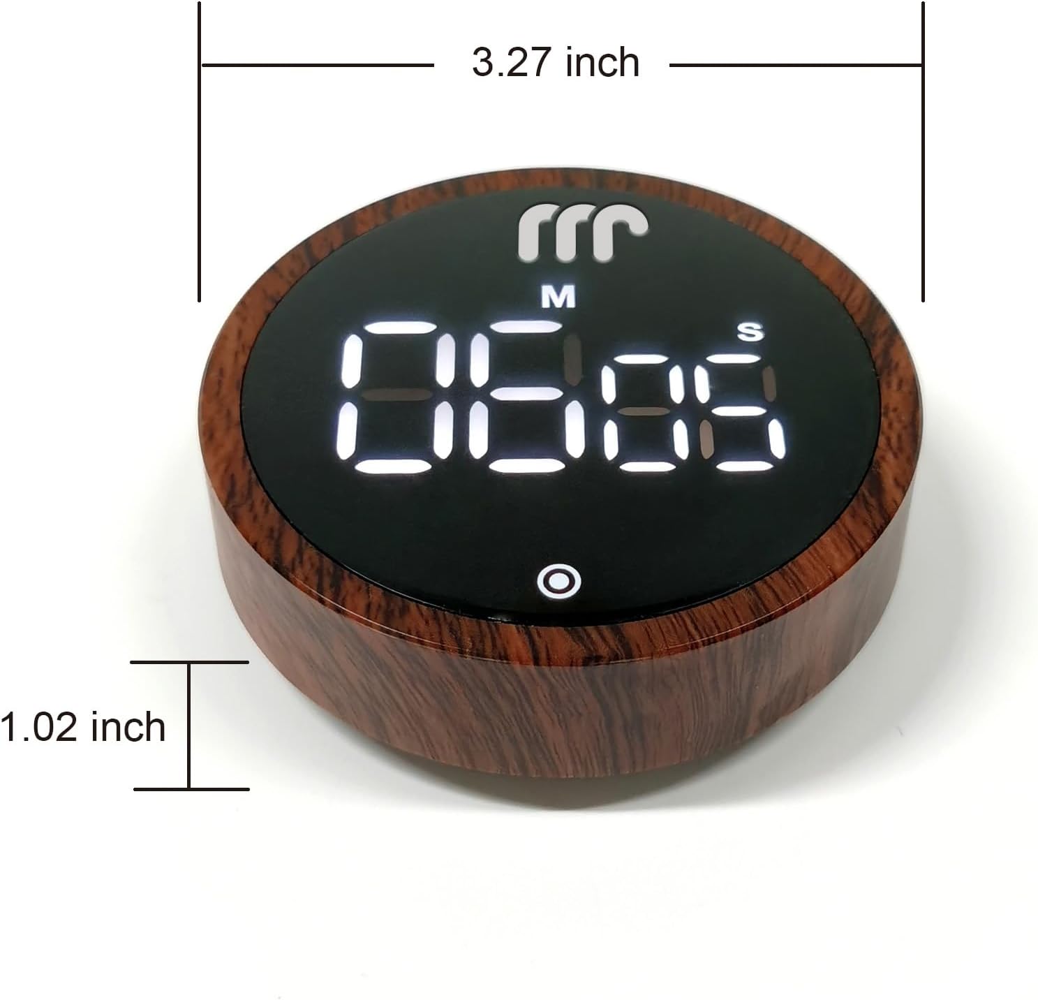 Modern elphant Digital Kitchen Timer with Large LED Display and Volume Adjustable,Magnetic Countdown Countup Timer with Round Wood Grain Case,Easy for Cooking,Task Manegement