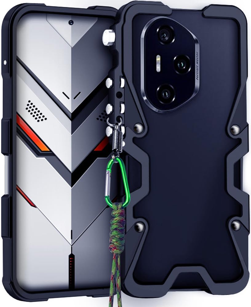 Metalowa Etui dla HONOR 300 Pro, Koszyk na Telefon Odpowiednia do HONOR 300 Pro, Pancerz, Czarny