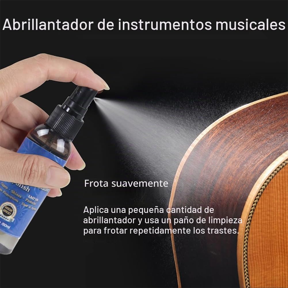 Kit Limpieza para Guitarra,Kit Mantenimiento de Guitarra,60ml Aceite Limpiador de Cuerdas,50ml Aceite Abrillantador,60ml Aceite Limón para Diapasón y Tela Limpieza,Guitar Cleaning Kit