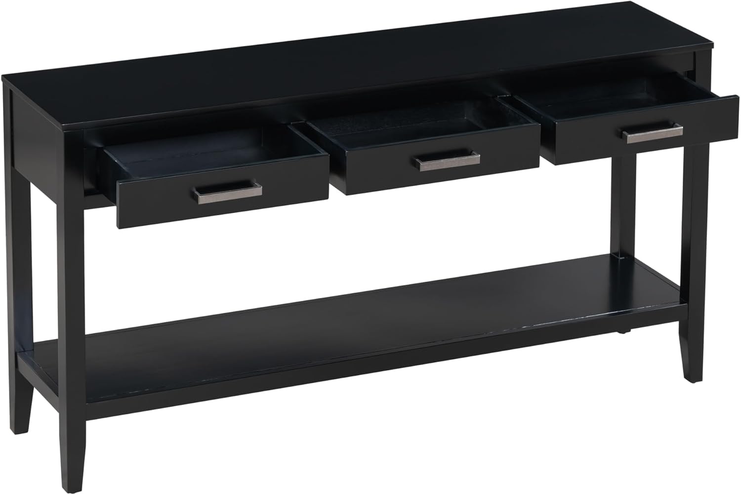 LUMISOL Long Sofa Table with Storage Drawers for Entryway, Narrow Console Table Hallway Table with 3 Drawer and Shelf for Living Room Foyer Corridor, Light Black