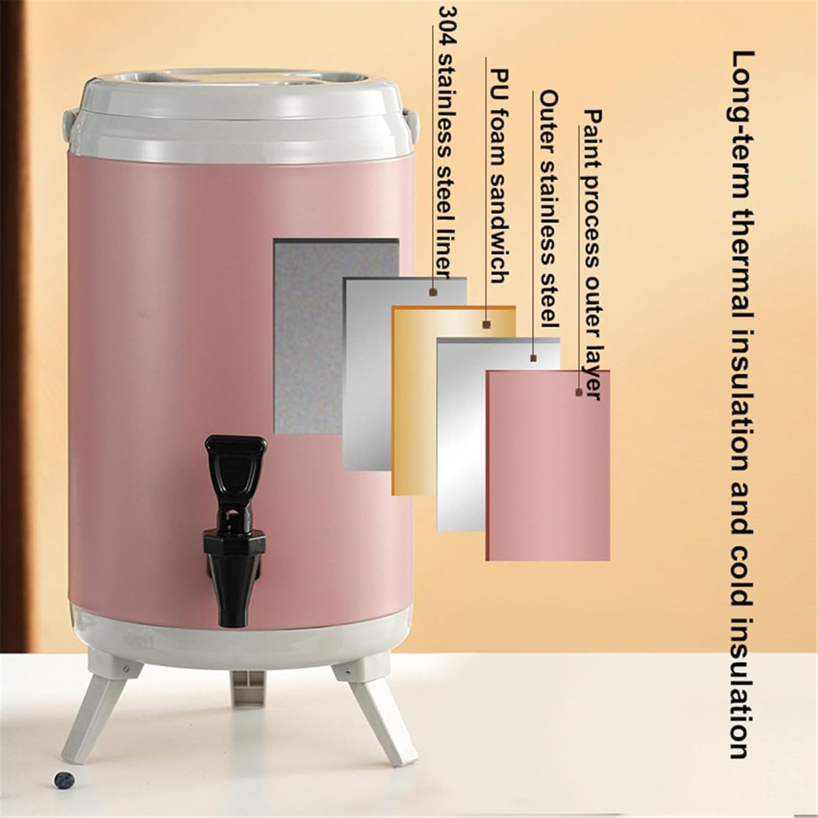Dispensador de bebidas aislado de acero inoxidable con grifo, olla fría y caliente de 6 L para café, té, agua, leche, jugo, ideal para fiestas, eventos y uso doméstico