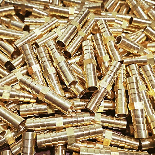 Da by 6 pcs 3/8\"(10mm) Barb Splicer Mender Hose Brass Barb Fitting with 12 pcs Stainless Steel Pipe Clamps for Water/Fuel/Air - Thumbnail 2