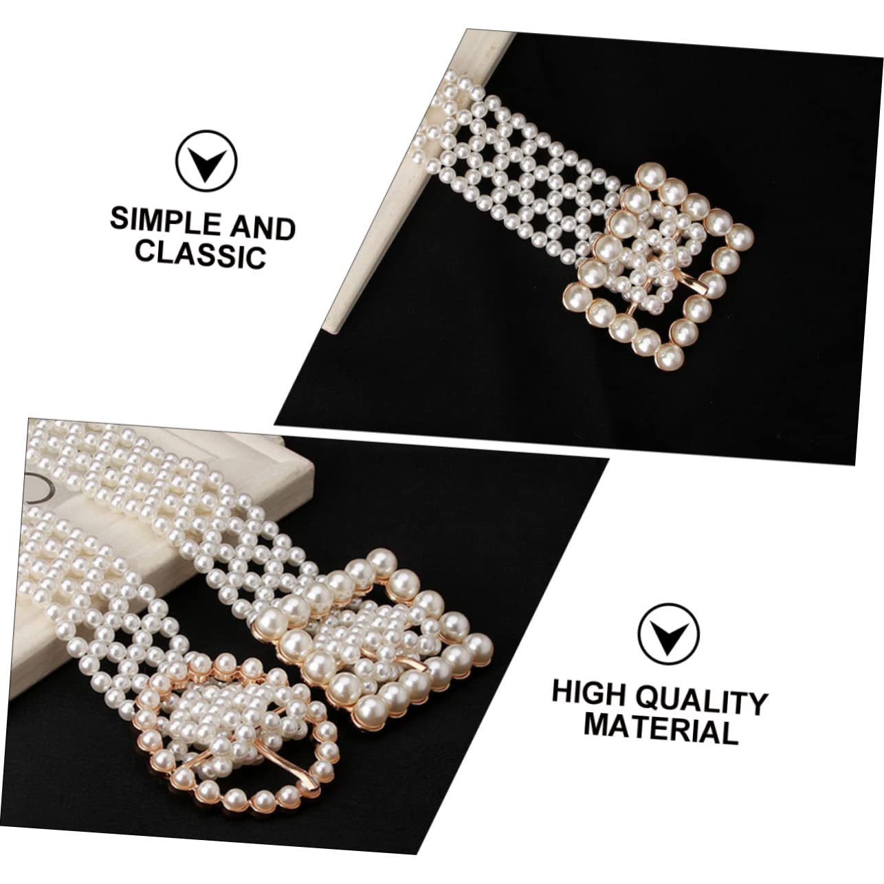 2piezas Cinturón De Mujer Elástico Perlas Imitación Cadena De Cintura Elegante Para Vestidos Accesorio De Moda Para Ocasiones Especiales