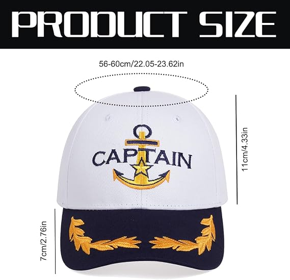 2 Pcs Captain and First Mate Hat Matching Skipper Boating Baseball Caps Adjustable Nautical Marine Sailor Navy Hats
