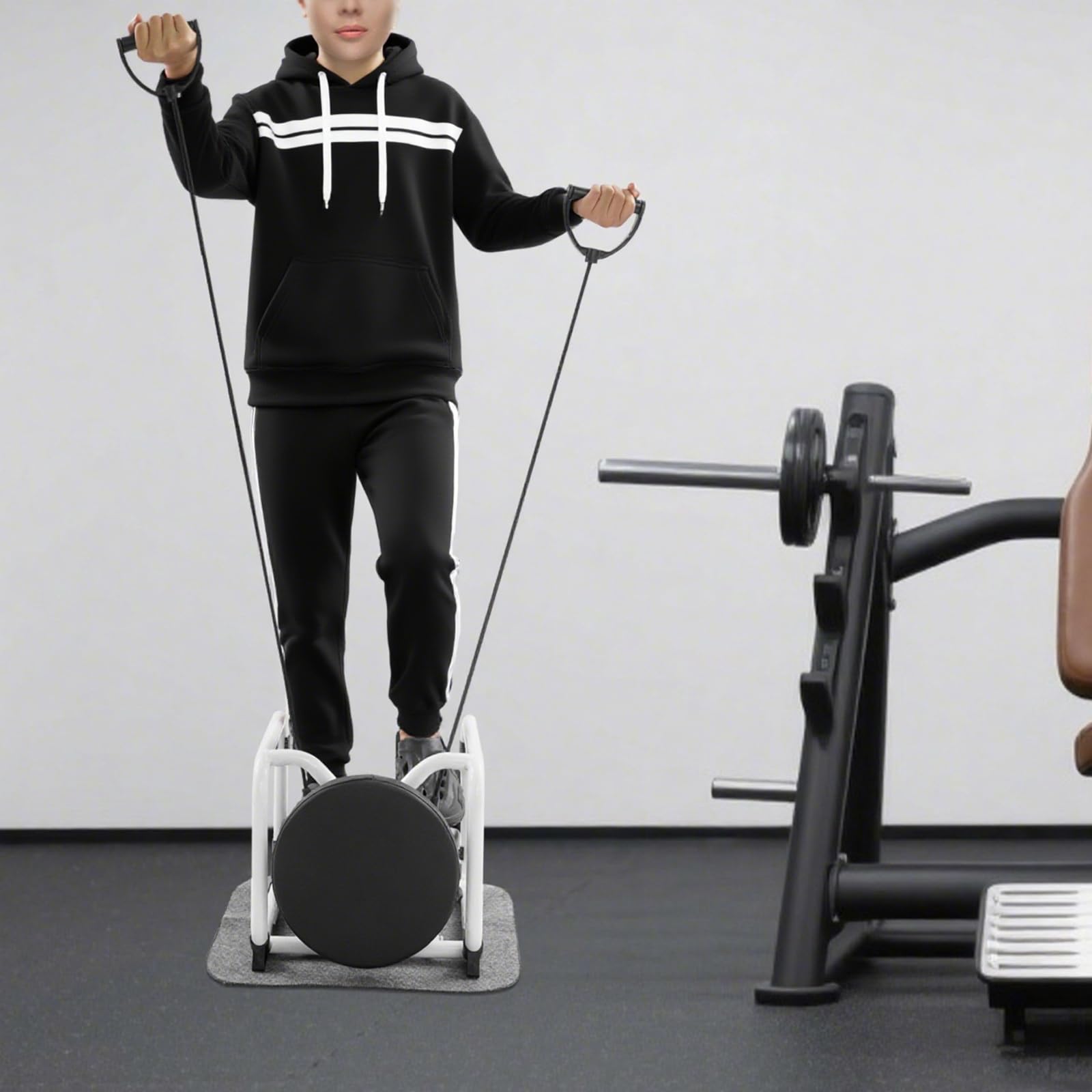 Mini stepper con 150 kg de carga y bandas de resistencia | Equipo de fitness manual para el hogar | para principiantes y avanzados, para apartamento y oficina, 42 x 34,5 x 32 cm