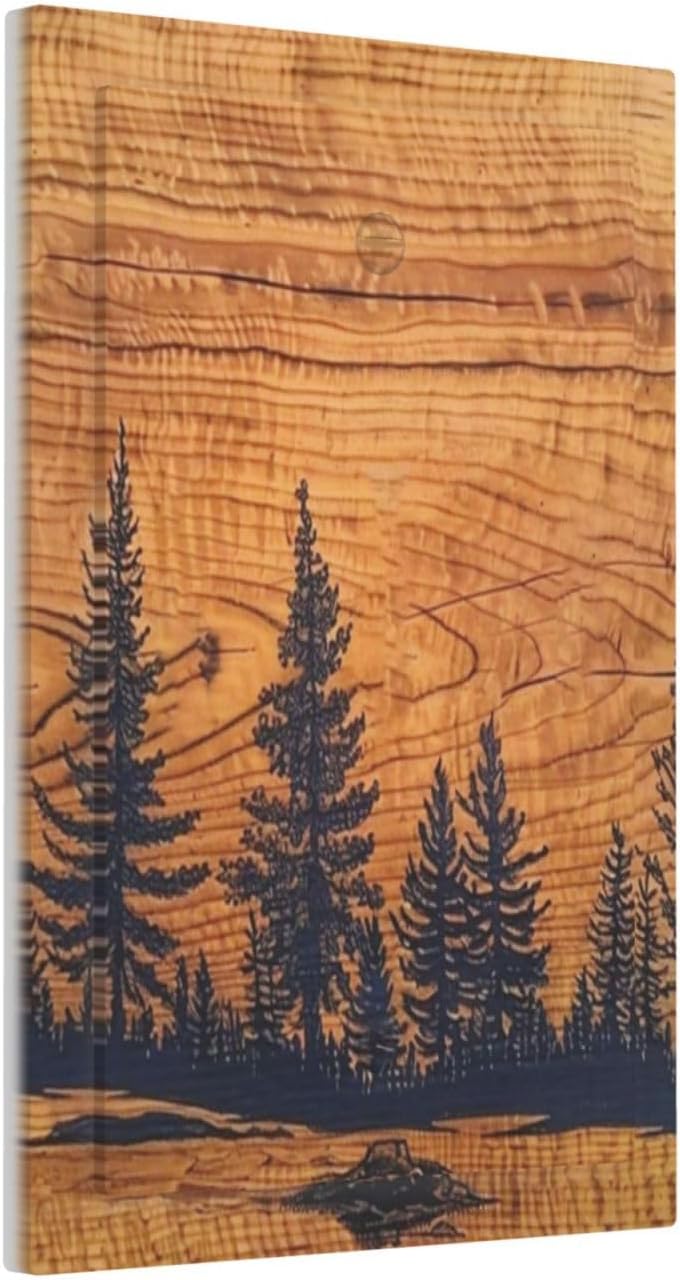 Forest Pine Tree Woodland Wood 1 Gang No Device Outlet Wall Plate Blank Light Switch Cover Switchplate Electrical Decorative Faceplate Bedroom Decorate