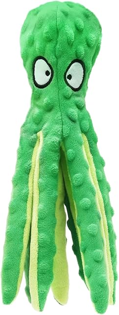 Senders Plush Dog Toy Octopus Dog Squeaky Toy Dog Plush Toy No Stuffing Pet Puppy Soft Toy Interactive Chew Toy for Small to Medium Dogs Training and Playing, Reduce Boredom Stress Relief (Green)