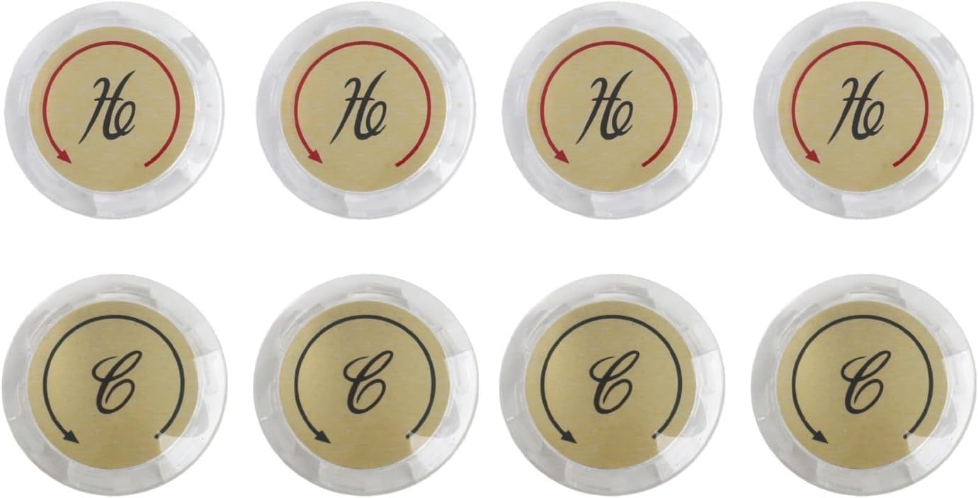 8pcs Hot and Cold Index Buttons for Sink and Shower Faucet Knobs, Replacement Set Compatible with Various Double Handle Faucets Including LDR, Delex,