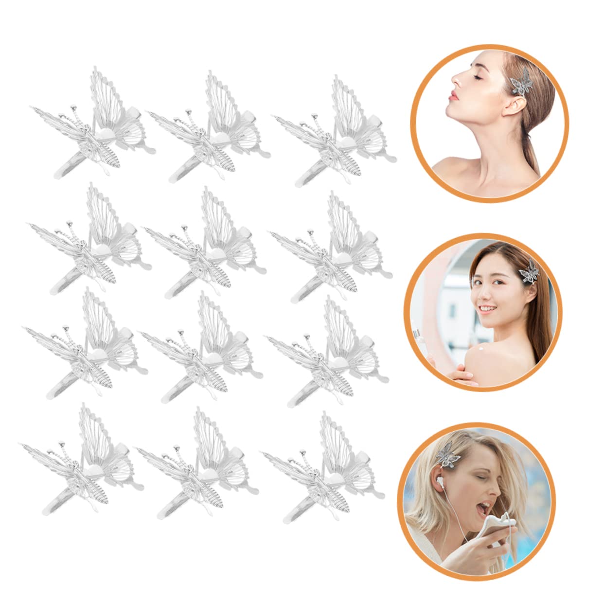 FRCOLOR 48stücke Hollow Butterfly Haarklammern Für Bewegliche Schmetterlings-haarspangen Accessoire Für Partys Cosplay Und Bühnenaufführungen Leicht Und Komfortabel Zu Tragen